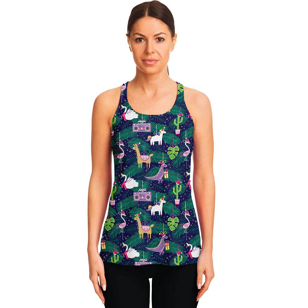 Funny Christmas Decoration Pattern Print Women's Racerback Tank Top