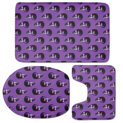 Funny Eggplant Pattern Print 3 Piece Bath Mat Set