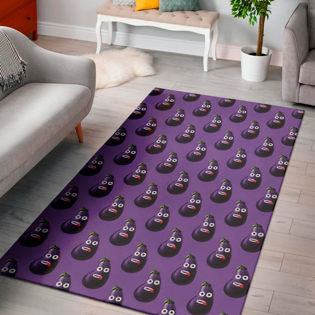 Funny Eggplant Pattern Print Area Rug