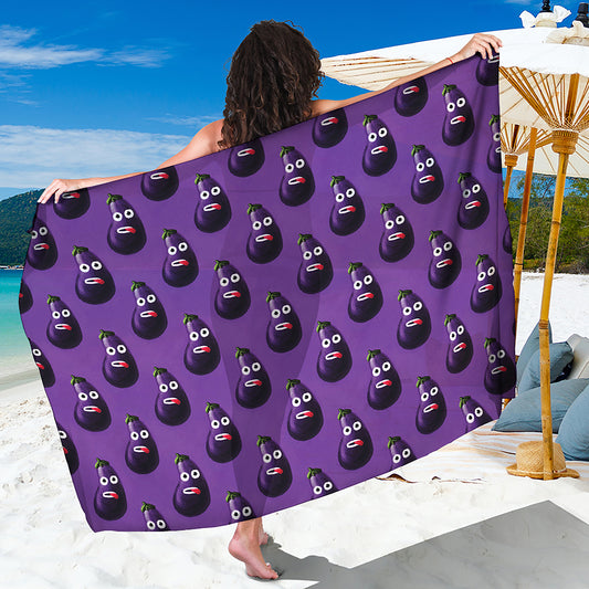Funny Eggplant Pattern Print Beach Sarong Wrap