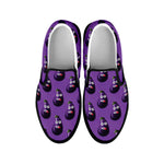 Funny Eggplant Pattern Print Black Slip On Shoes