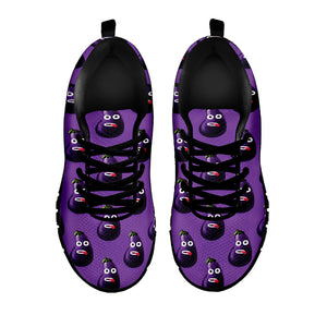 Funny Eggplant Pattern Print Black Sneakers