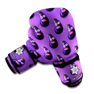 Funny Eggplant Pattern Print Boxing Gloves