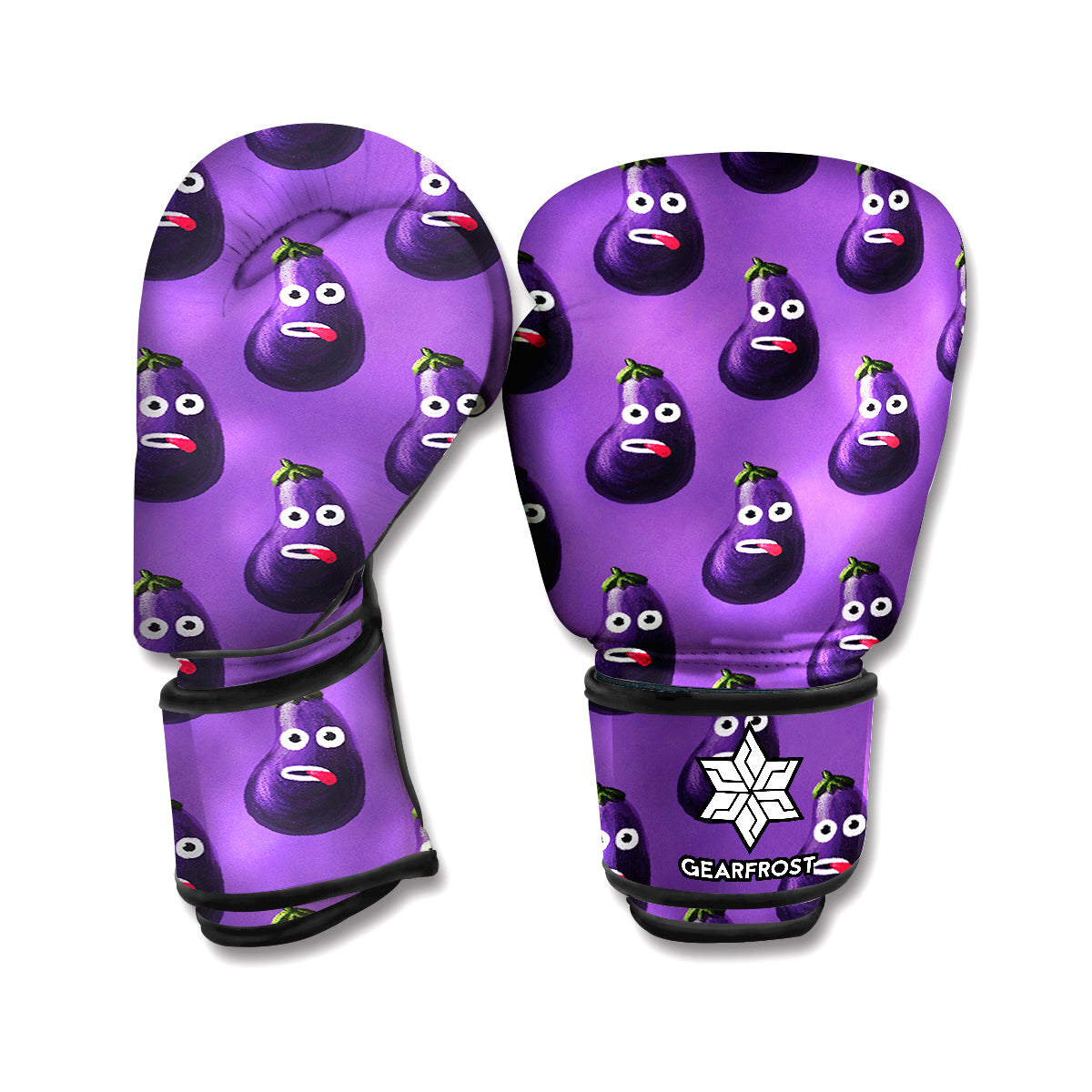 Funny Eggplant Pattern Print Boxing Gloves