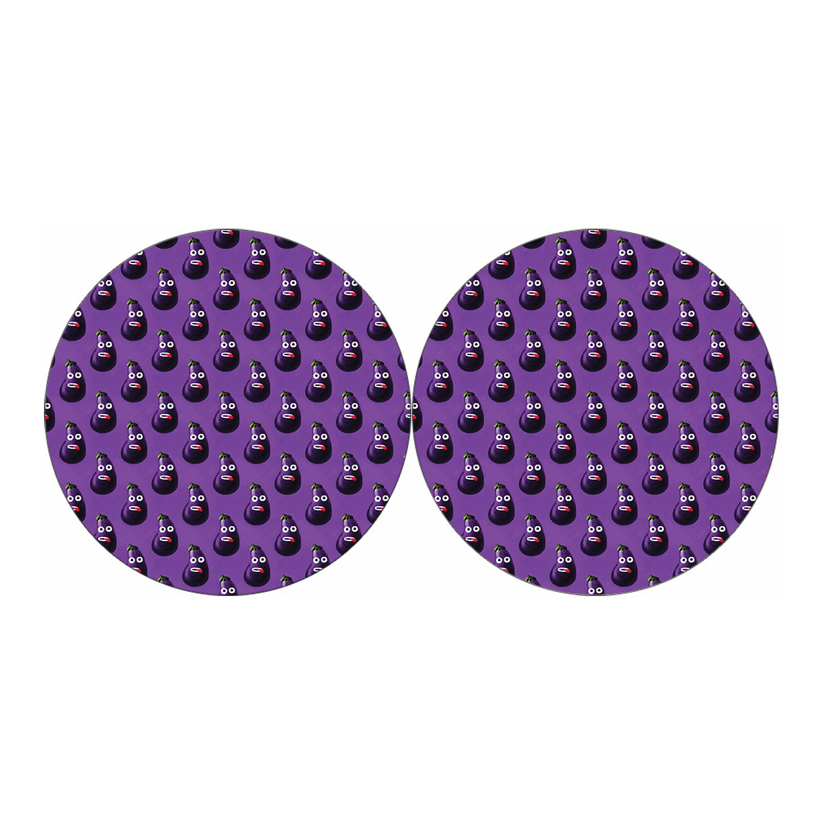 Funny Eggplant Pattern Print Car Coasters