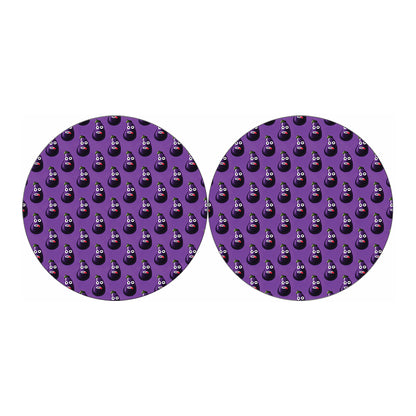 Funny Eggplant Pattern Print Car Coasters