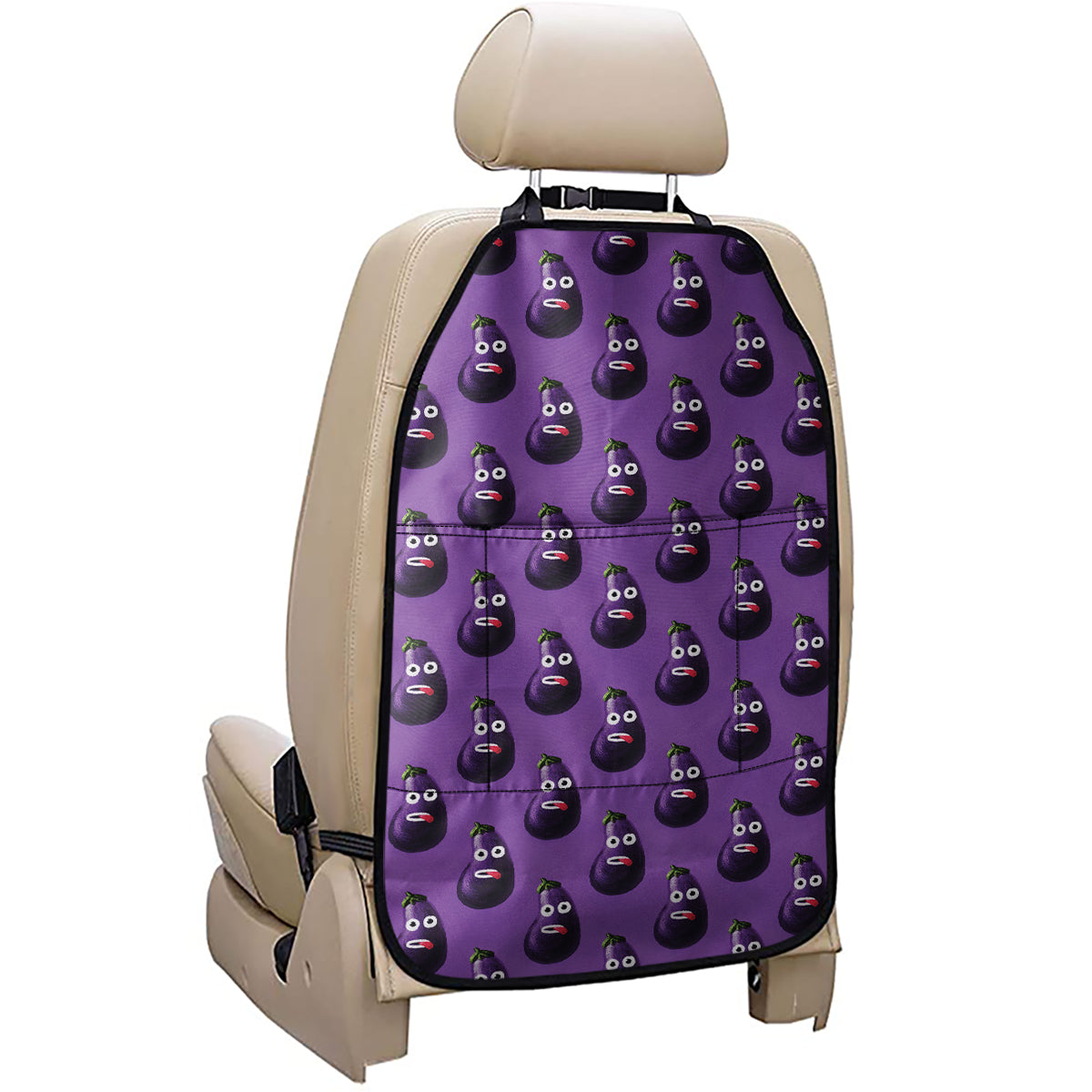 Funny Eggplant Pattern Print Car Seat Organizers