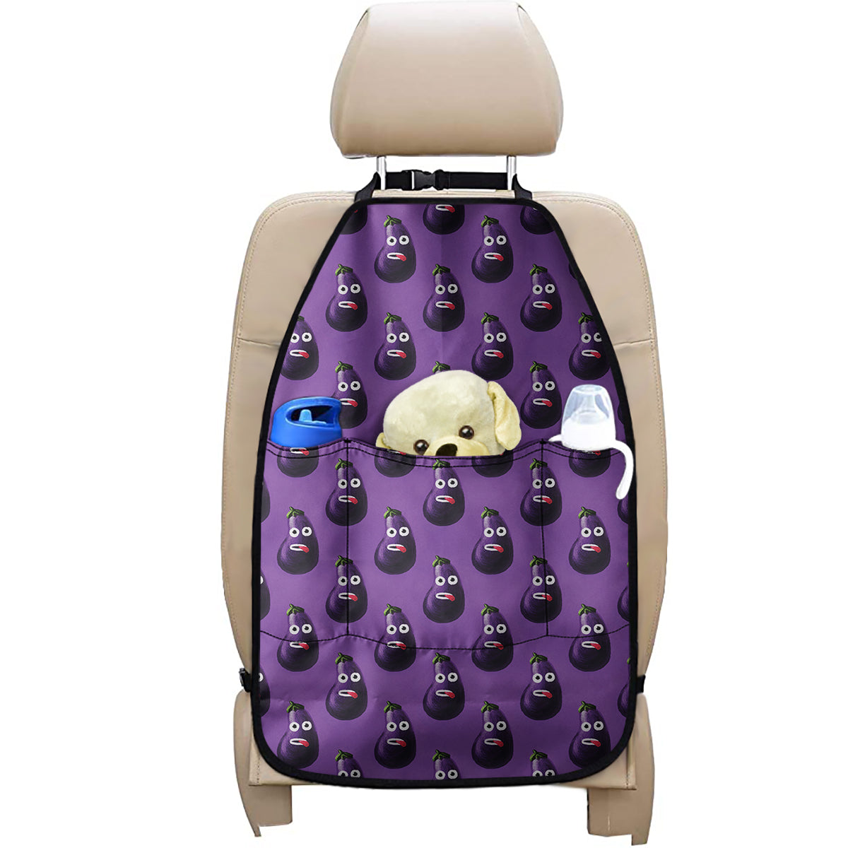 Funny Eggplant Pattern Print Car Seat Organizers