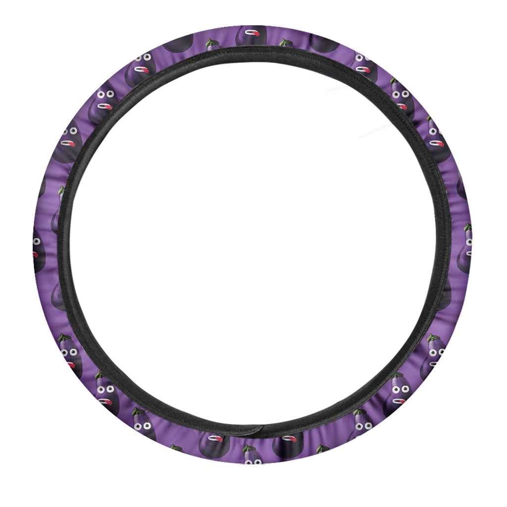 Funny Eggplant Pattern Print Car Steering Wheel Cover