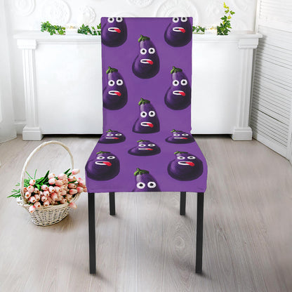 Funny Eggplant Pattern Print Dining Chair Slipcover