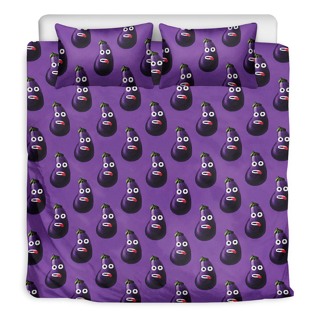 Funny Eggplant Pattern Print Duvet Cover Bedding Set