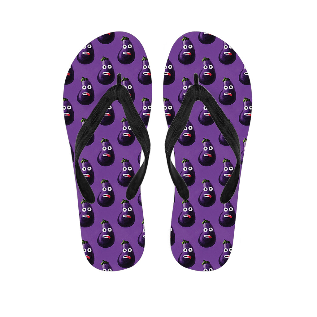 Funny Eggplant Pattern Print Flip Flops