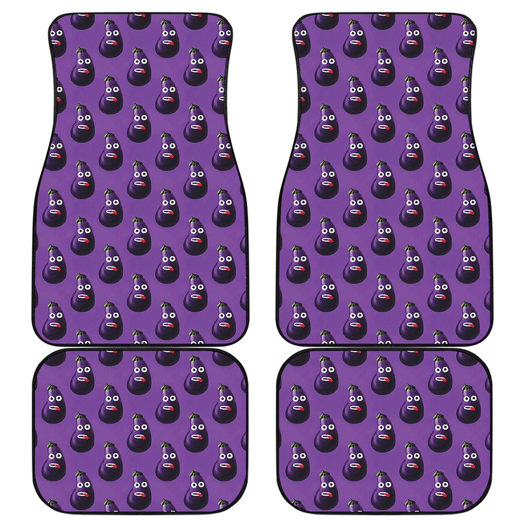 Funny Eggplant Pattern Print Front and Back Car Floor Mats