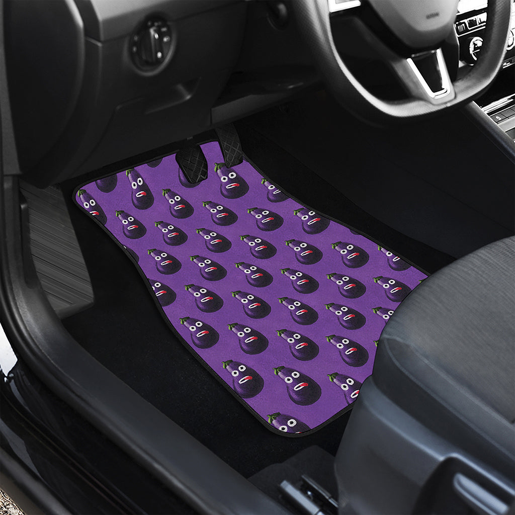 Funny Eggplant Pattern Print Front and Back Car Floor Mats