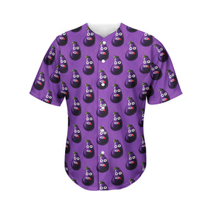 Funny Eggplant Pattern Print Men's Baseball Jersey