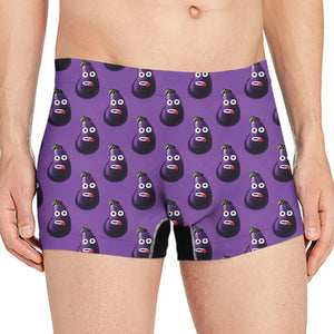 Funny Eggplant Pattern Print Men's Boxer Briefs