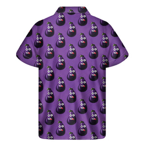 Funny Eggplant Pattern Print Men's Short Sleeve Shirt