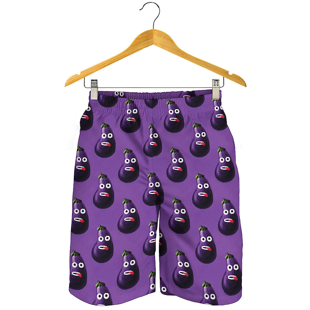 Funny Eggplant Pattern Print Men's Shorts