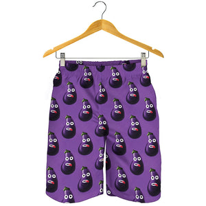 Funny Eggplant Pattern Print Men's Shorts