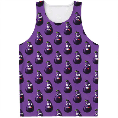 Funny Eggplant Pattern Print Men's Tank Top