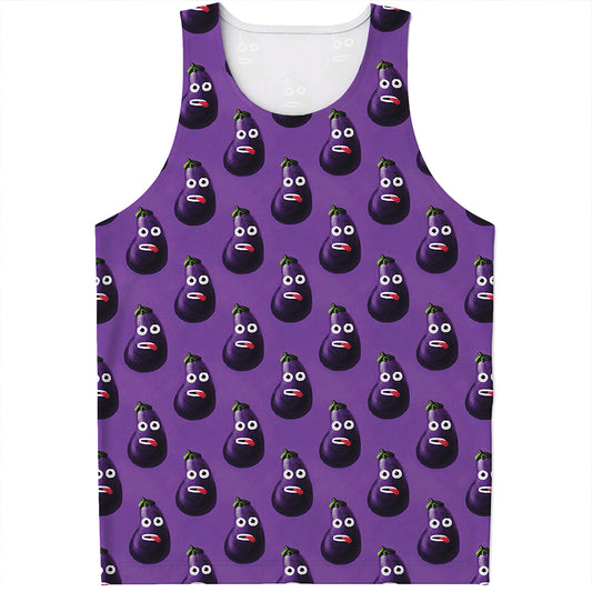 Funny Eggplant Pattern Print Men's Tank Top