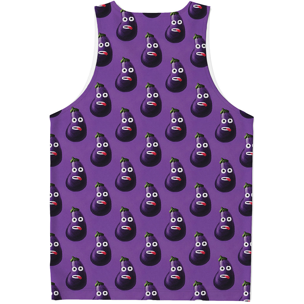 Funny Eggplant Pattern Print Men's Tank Top