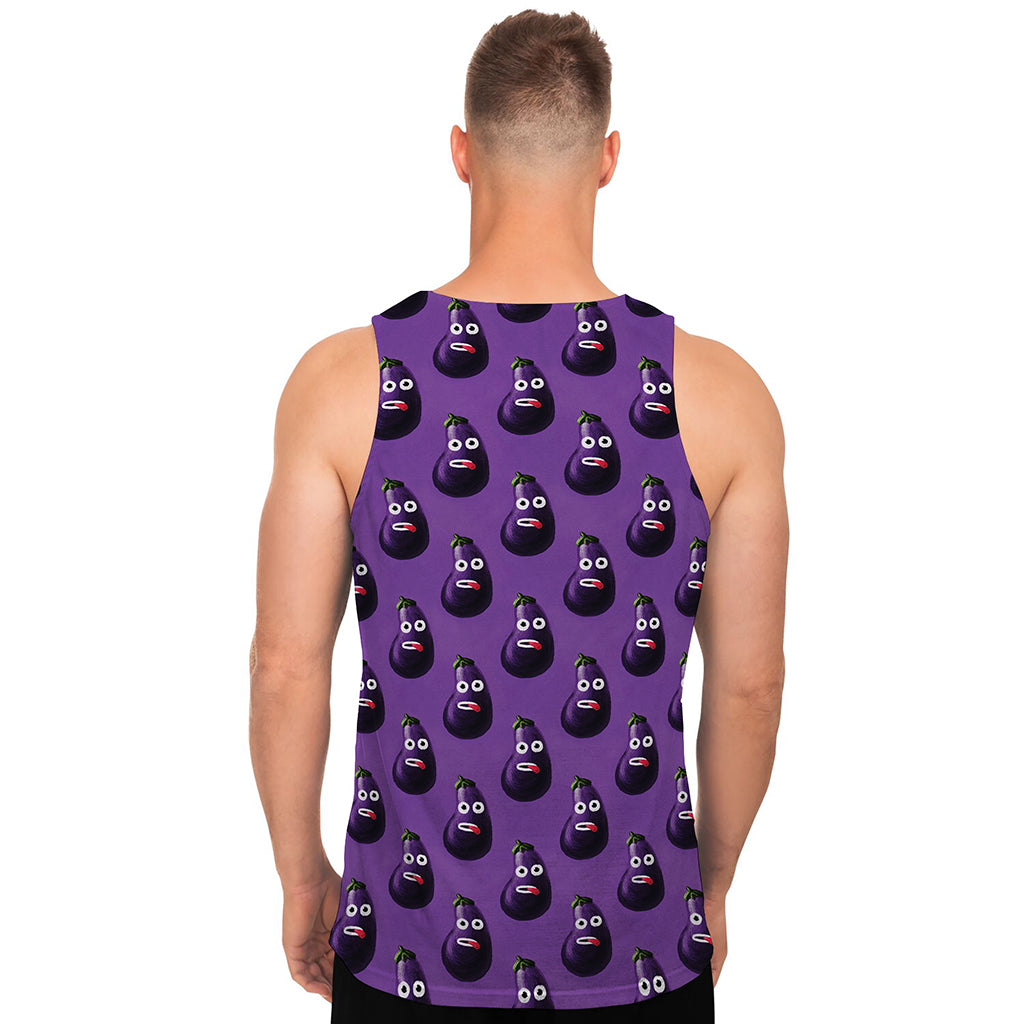 Funny Eggplant Pattern Print Men's Tank Top