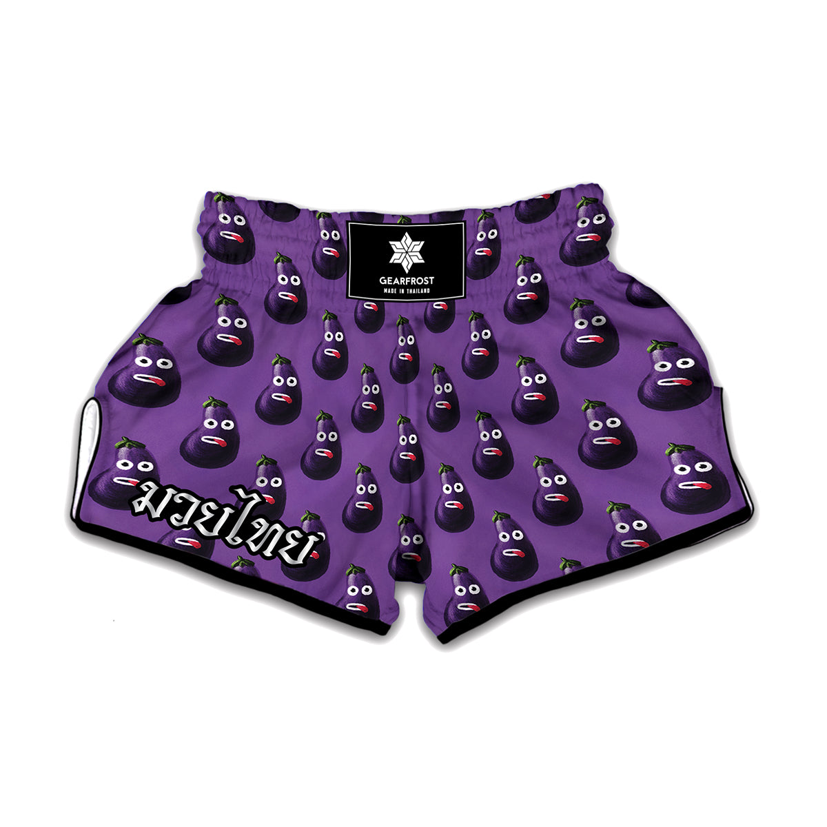 Funny Eggplant Pattern Print Muay Thai Boxing Shorts