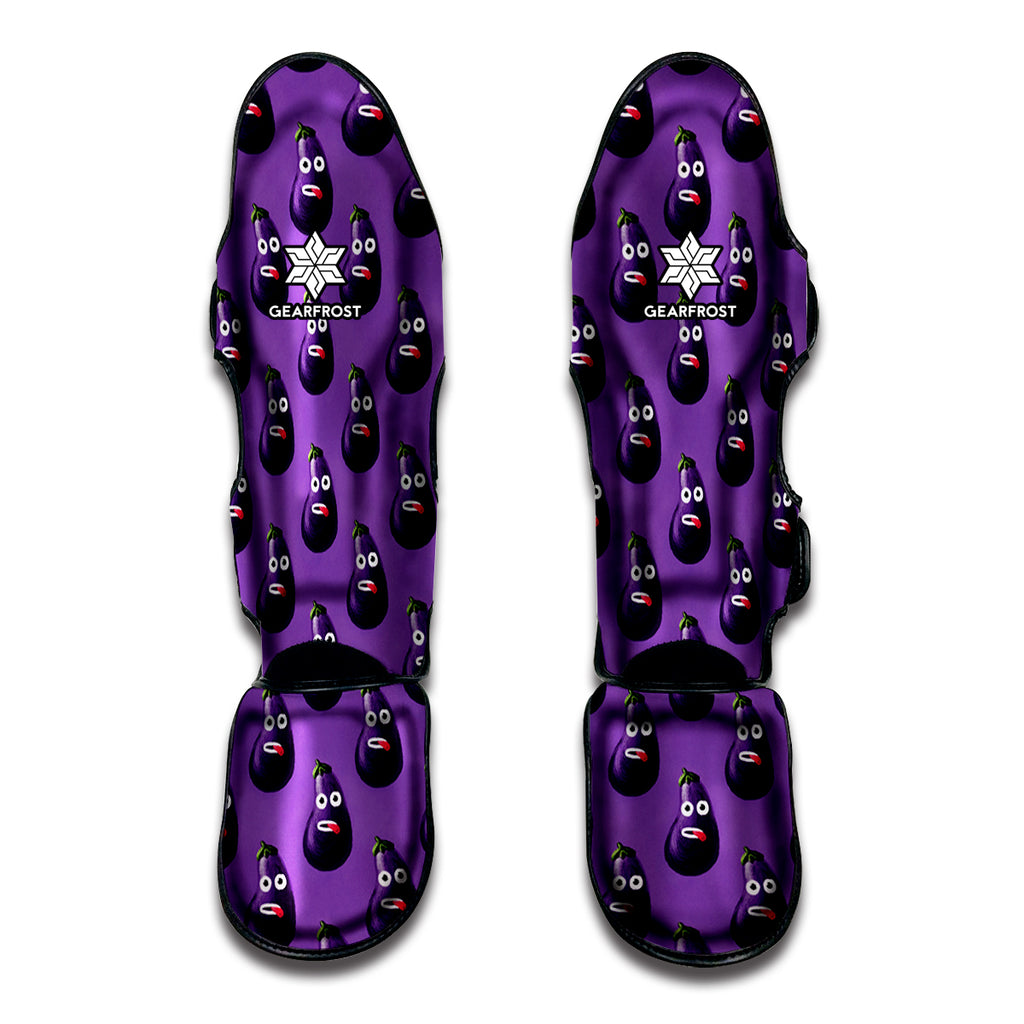 Funny Eggplant Pattern Print Muay Thai Shin Guard