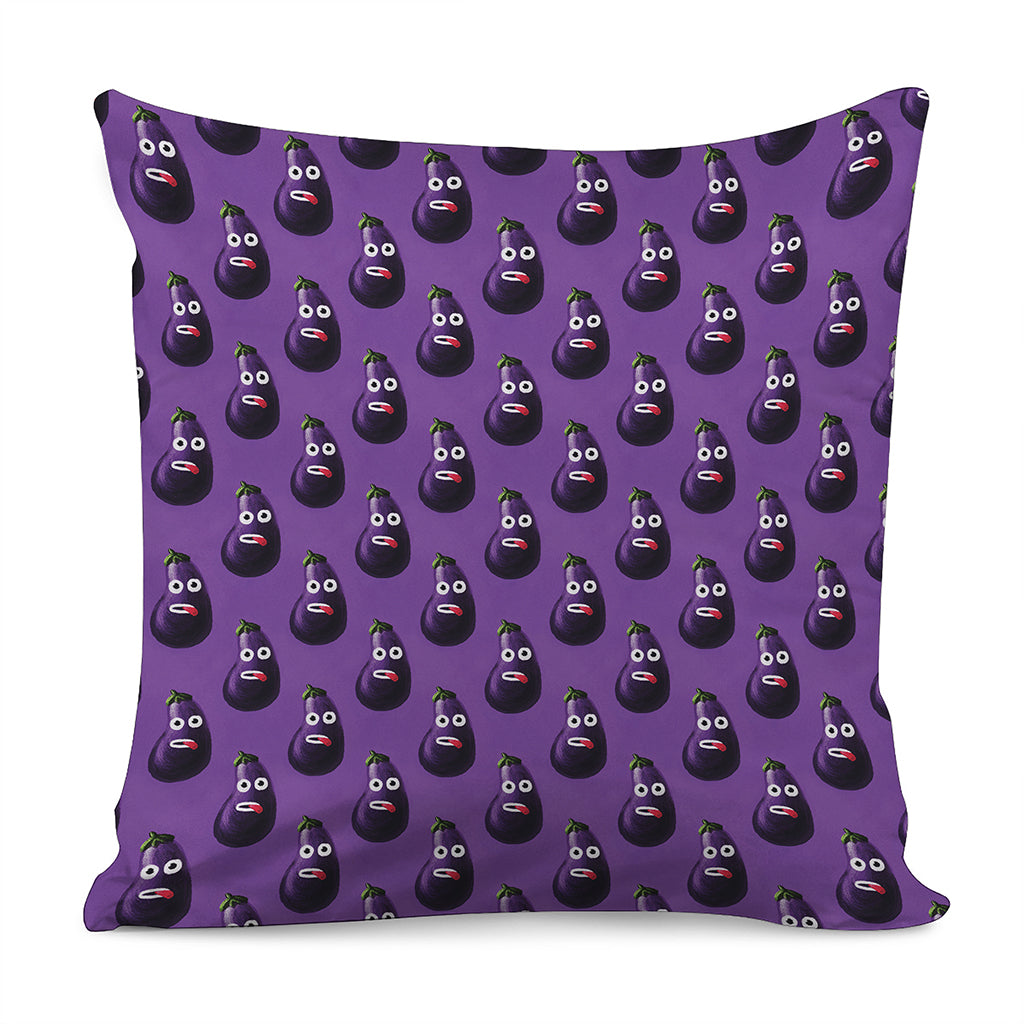 Funny Eggplant Pattern Print Pillow Cover