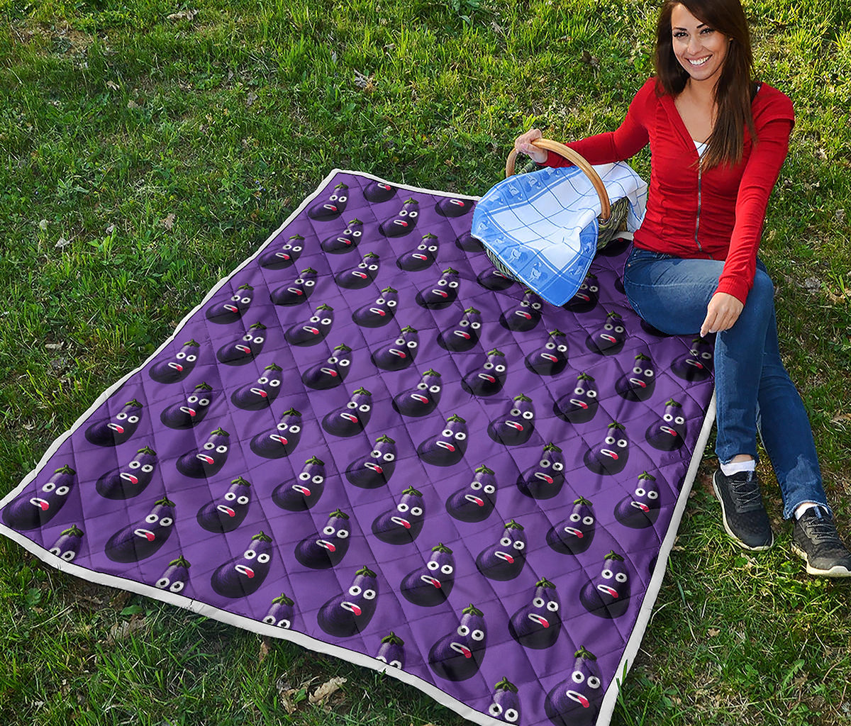 Funny Eggplant Pattern Print Quilt