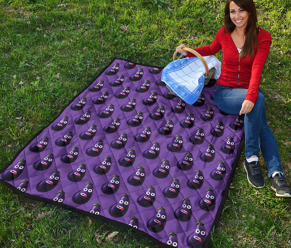 Funny Eggplant Pattern Print Quilt