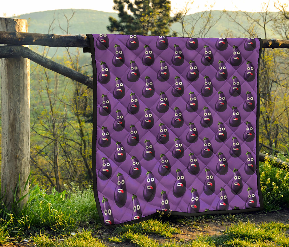 Funny Eggplant Pattern Print Quilt