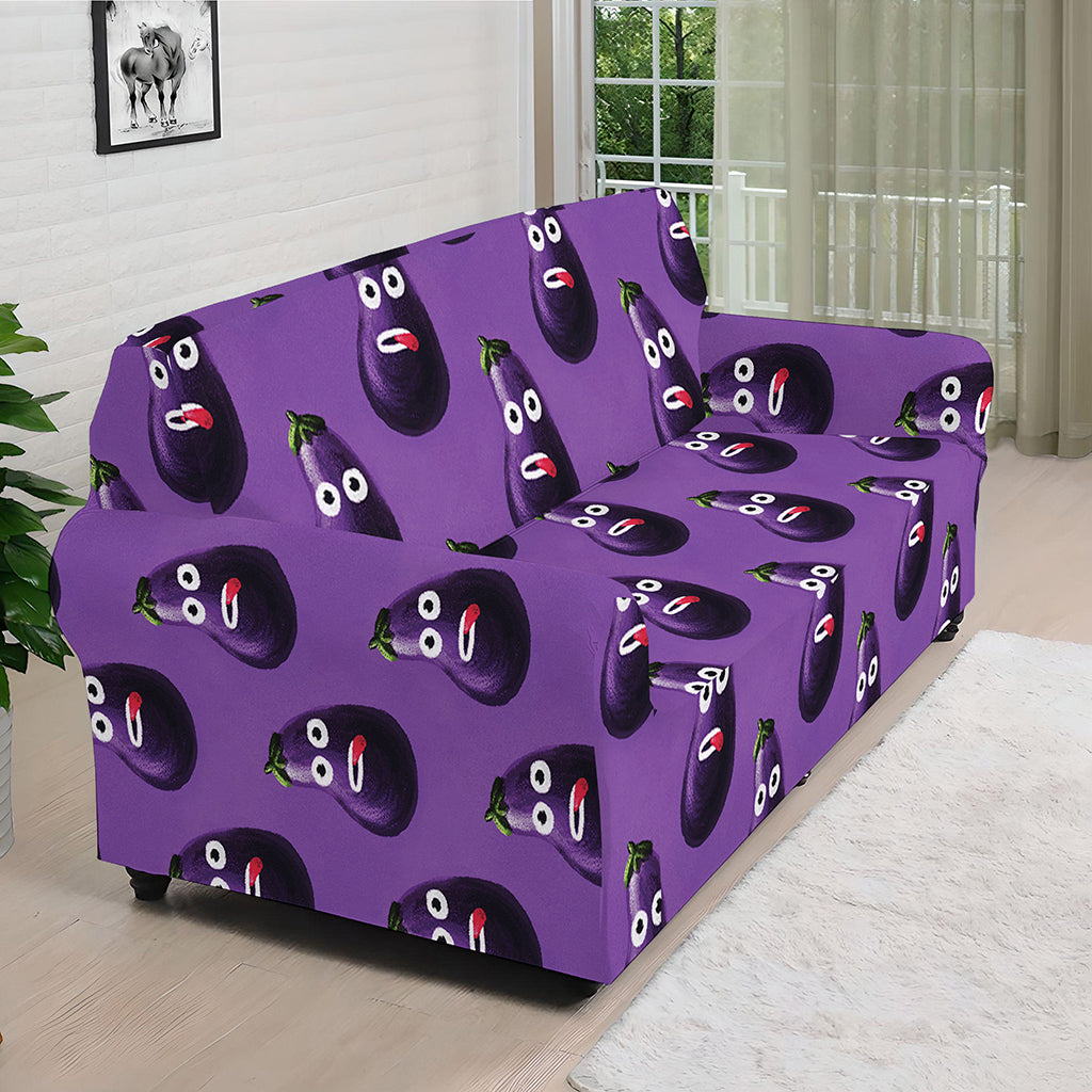 Funny Eggplant Pattern Print Sofa Cover