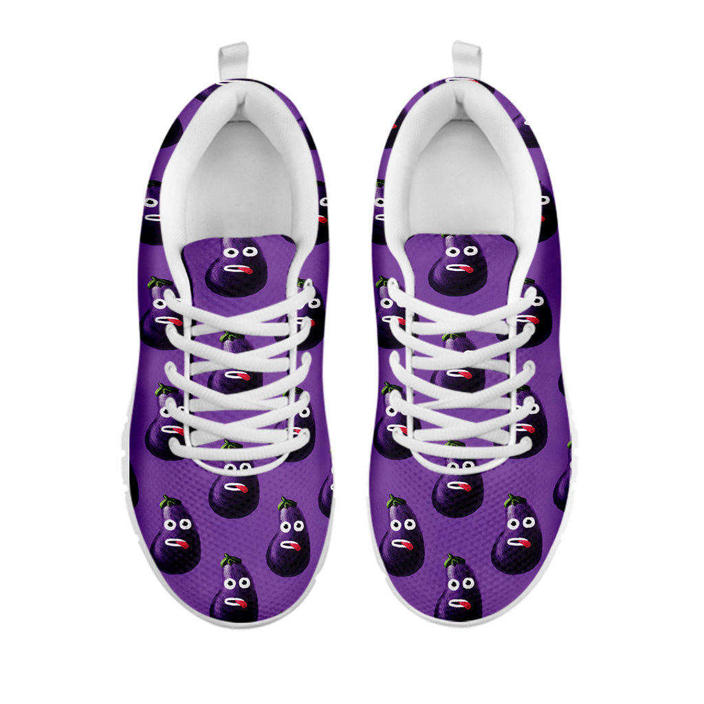 Funny Eggplant Pattern Print White Sneakers