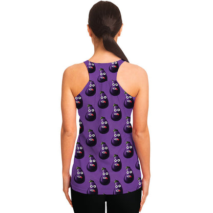 Funny Eggplant Pattern Print Women's Racerback Tank Top