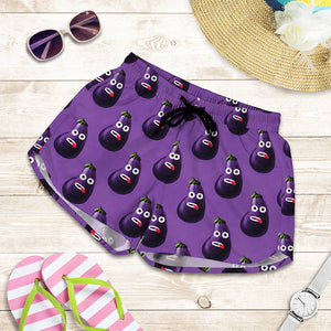 Funny Eggplant Pattern Print Women's Shorts