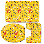 Funny Emoji Pattern Print 3 Piece Bath Mat Set