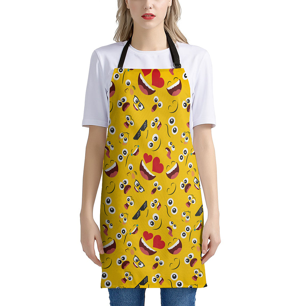 Funny Emoji Pattern Print Apron