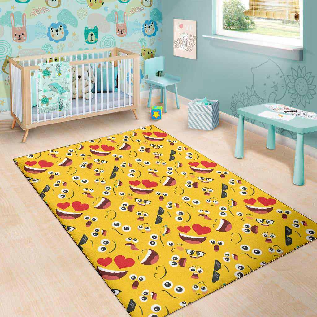 Funny Emoji Pattern Print Area Rug