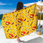 Funny Emoji Pattern Print Beach Sarong Wrap