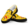 Funny Emoji Pattern Print Black Slip On Shoes