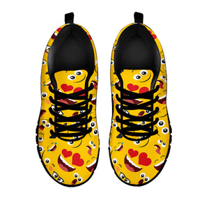 Funny Emoji Pattern Print Black Sneakers