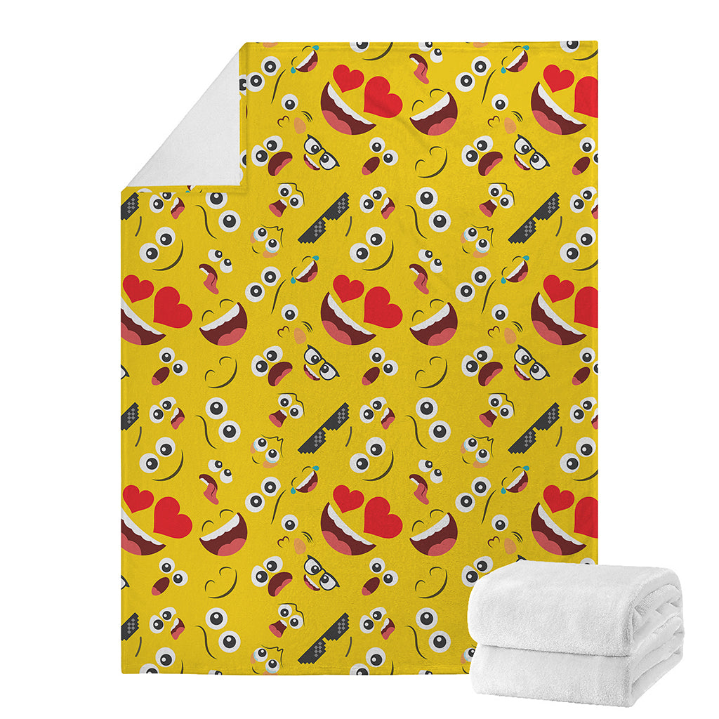 Funny Emoji Pattern Print Blanket