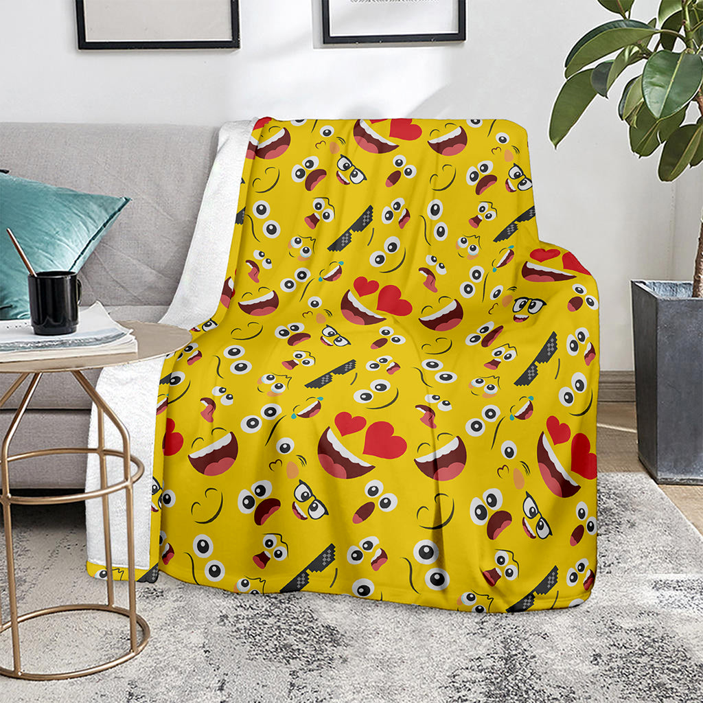 Funny Emoji Pattern Print Blanket