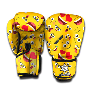 Funny Emoji Pattern Print Boxing Gloves