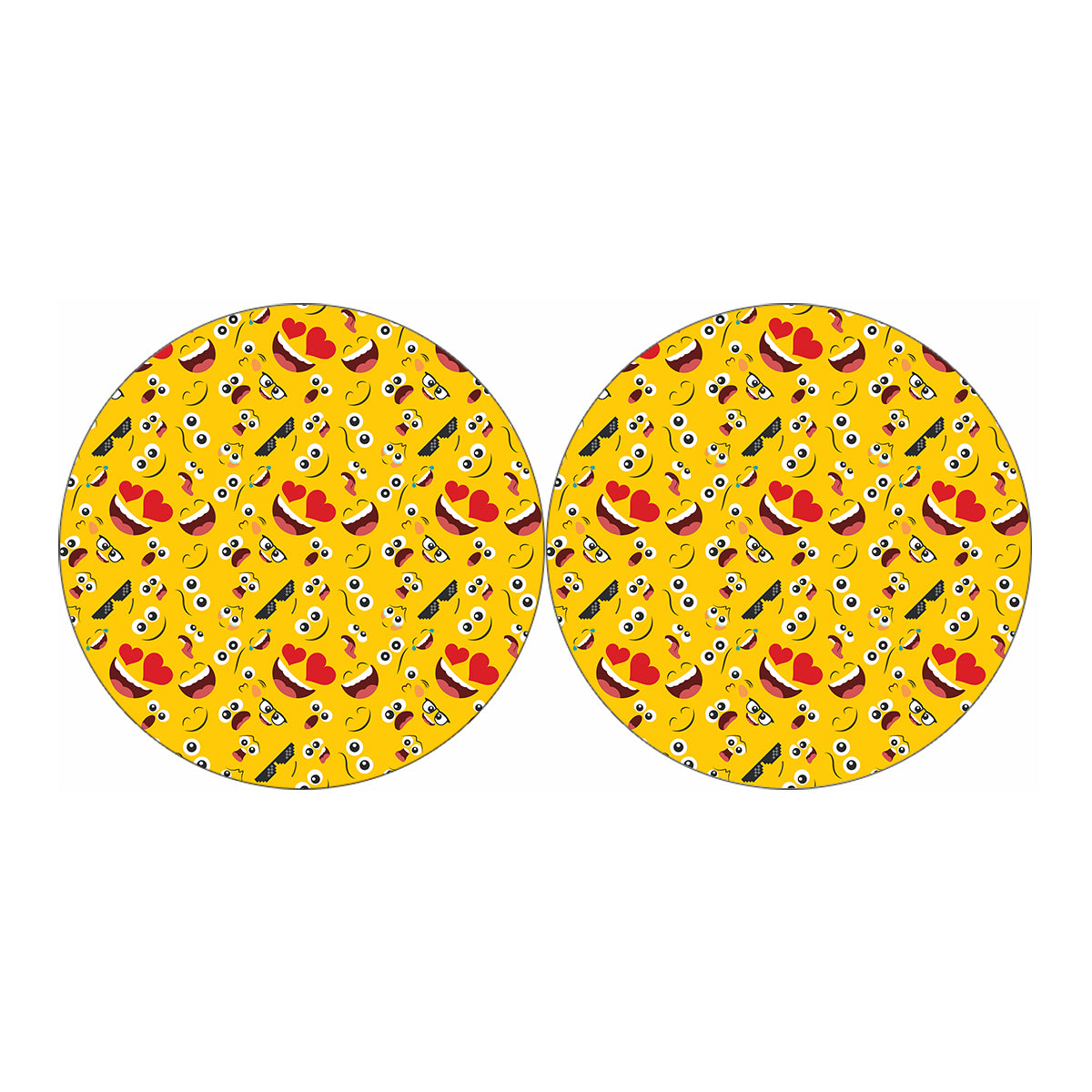 Funny Emoji Pattern Print Car Coasters