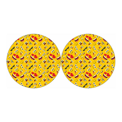 Funny Emoji Pattern Print Car Coasters