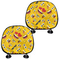 Funny Emoji Pattern Print Car Headrest Covers