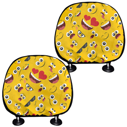 Funny Emoji Pattern Print Car Headrest Covers